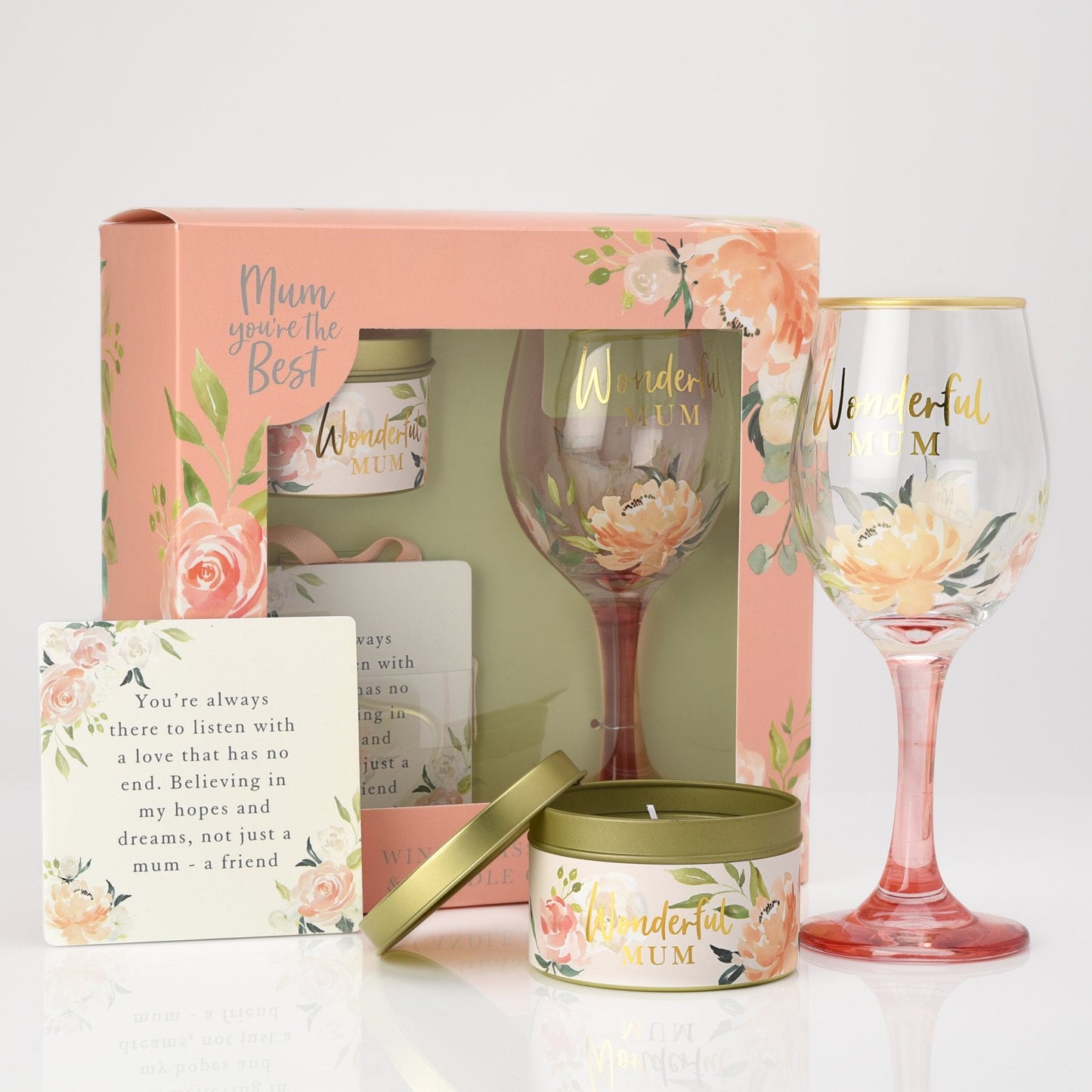 Mum Wine Glass Plaque And Candle