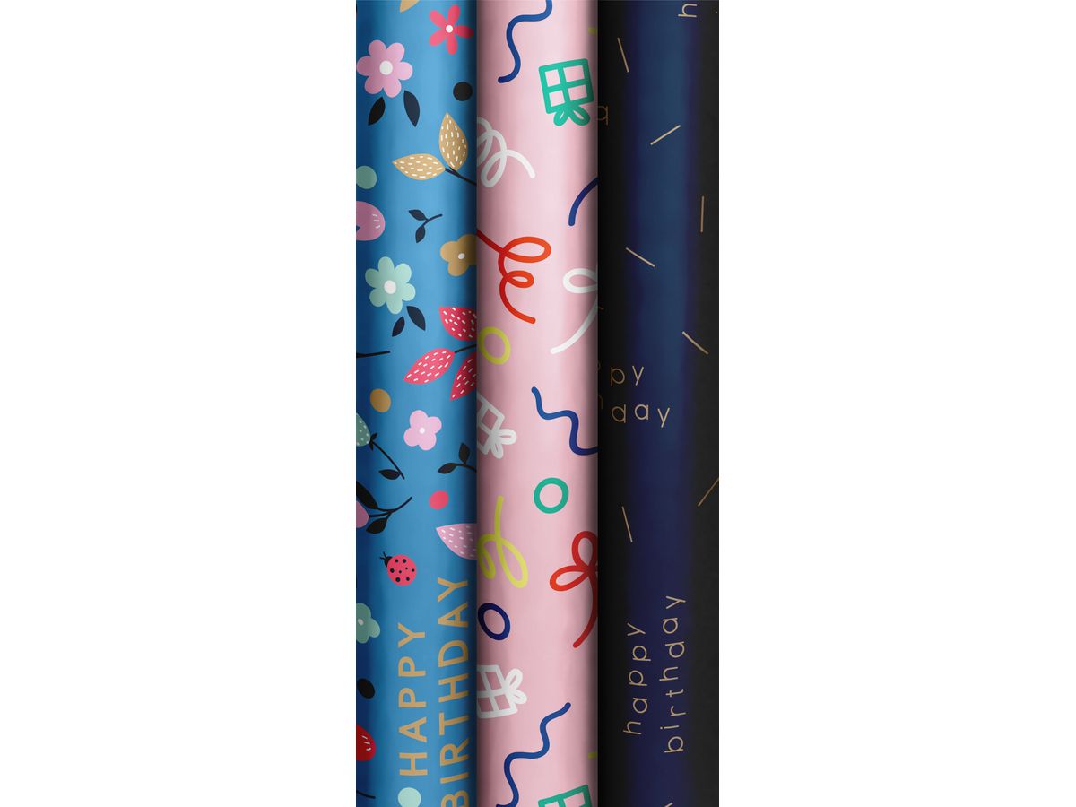 Birthday Wrapping Paper Roll 70Cm X 2Mtrs