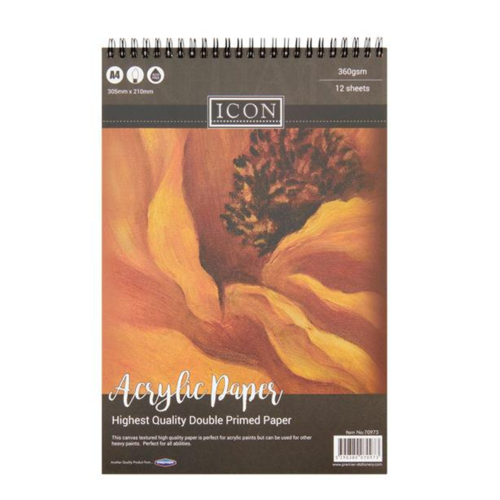 Spiral A4 360 Gsm Acrylic Paint Pad 12 Sheets