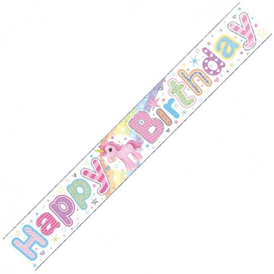 Unicorn Foil Happy Birthday Wall Banner 2.5 mtrs