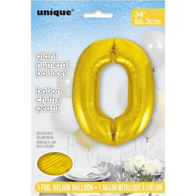 Foil Giant Helium Number Balloon 86Cm Gold - 0