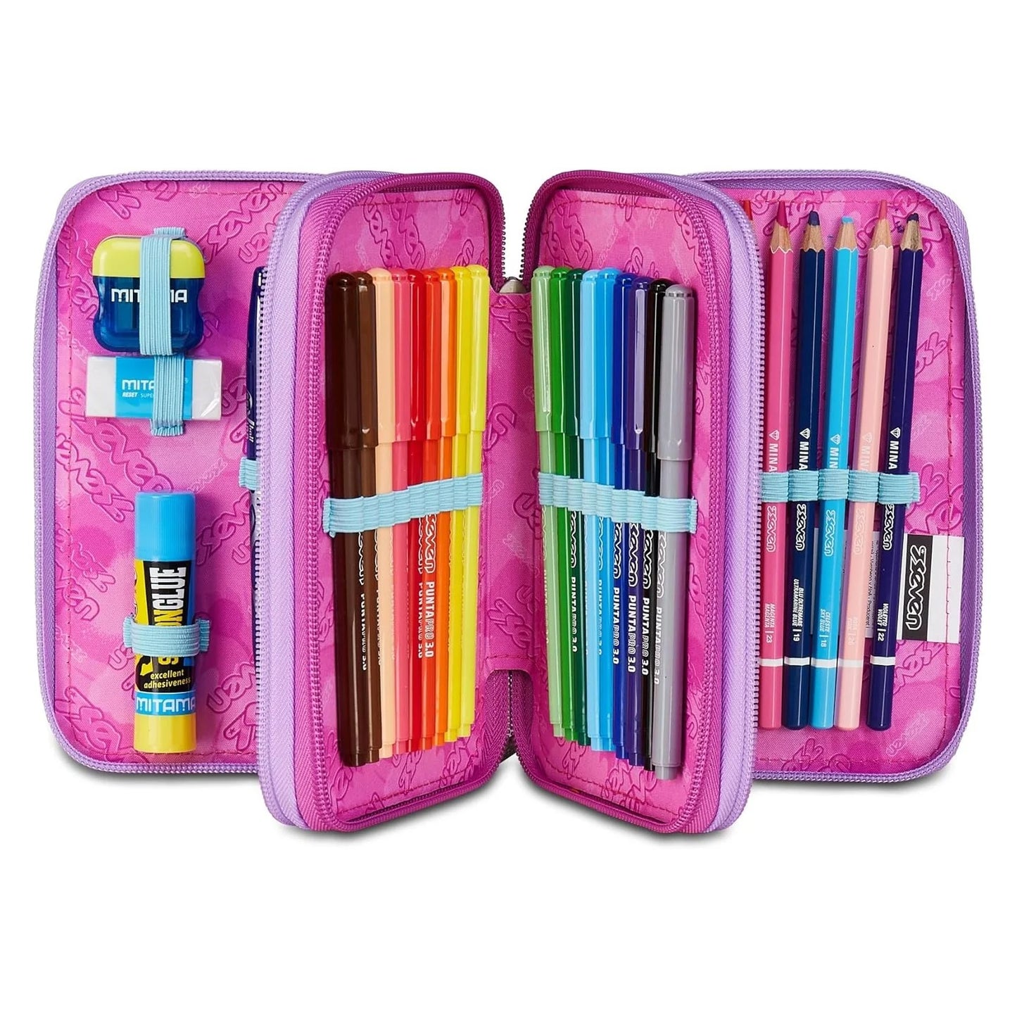 SEVEN GLOOMY HEART Filled 3 zip pencil case