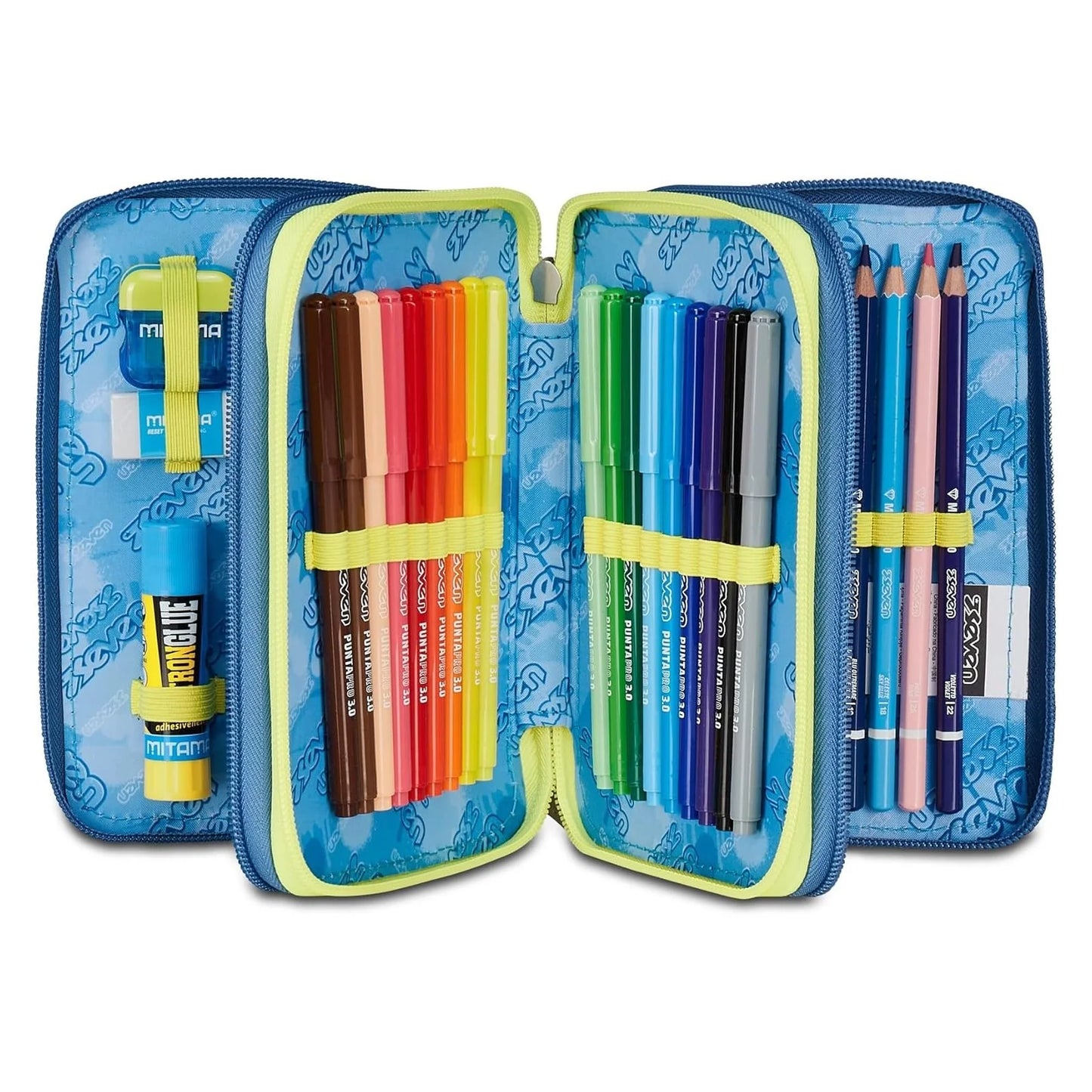 SEVEN SHADY DYE BOY Filled 3 zip pencil case