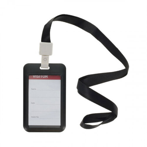 Slide Id Card Holder Black Lanyard - Vertical