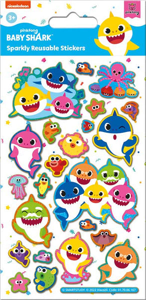 Baby Shark Foil Reusable Stickers