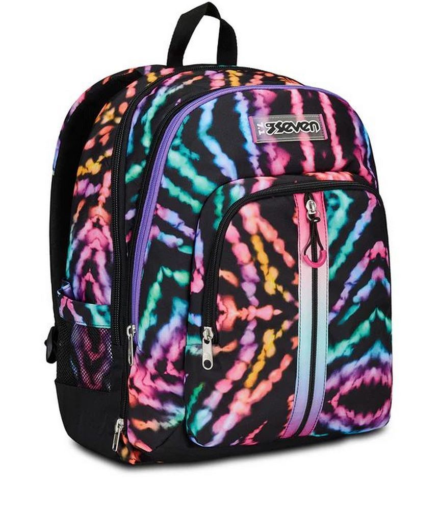 Seven – Multi-Shade Girl 2 Zip School Bag Fit A4 - 2 Bags In 1