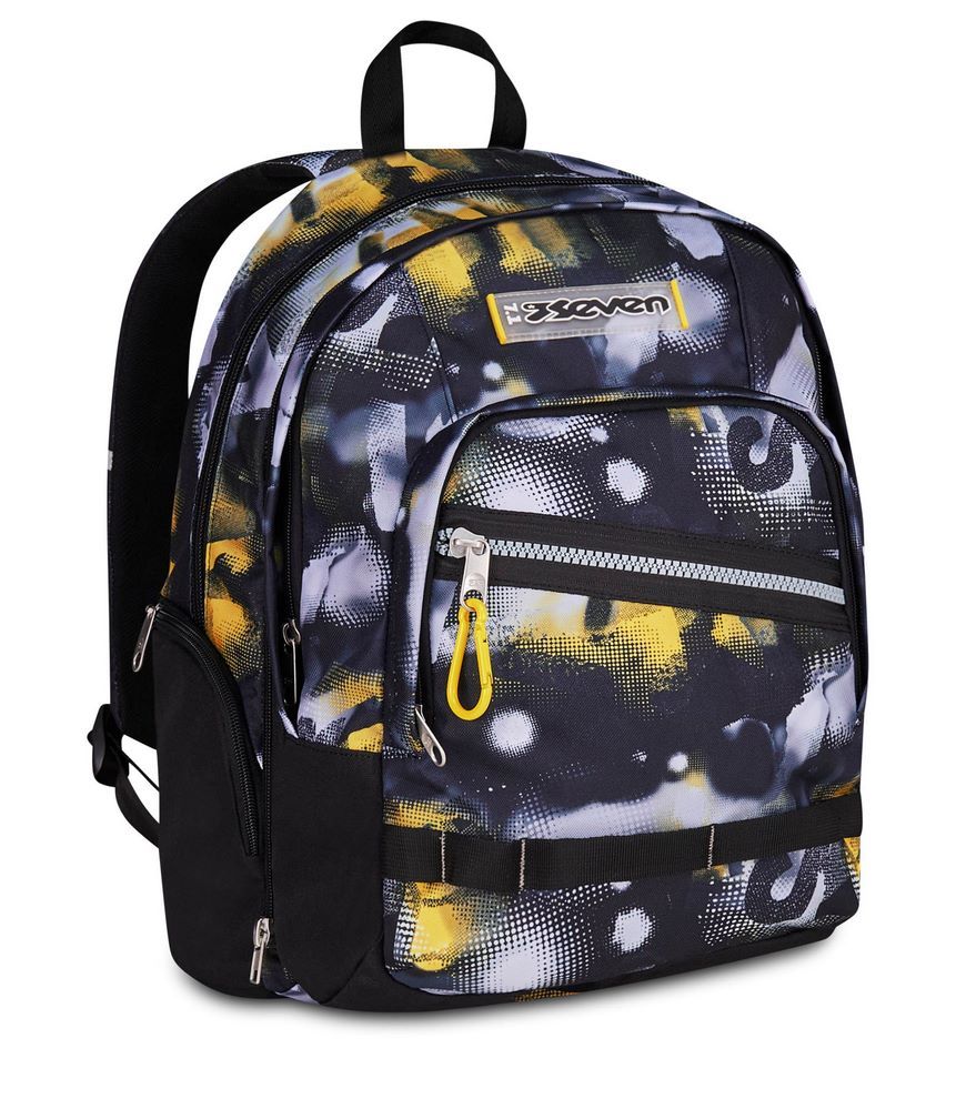 Seven Dual Detach Golden Paint School Backpack - 2 large compartments fit A4 - 2 bags in 1