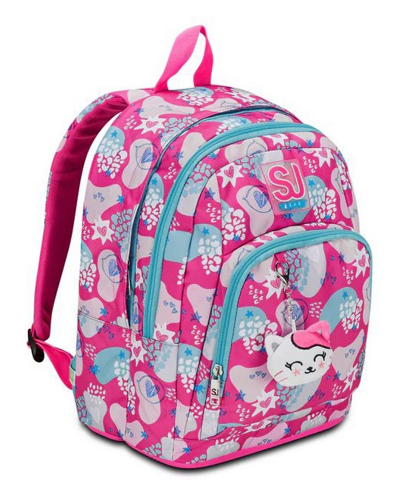 Seven Sj Gang Pinkfur School Bag 2 Zip Fit A4