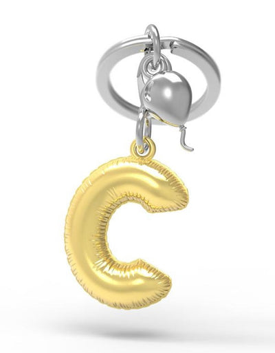 Keychain Golden Balloon Letter C