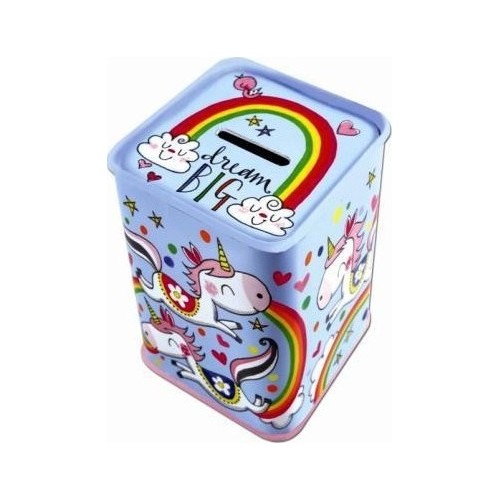 Dream Big Unicorns Tin Money Box 92Mm X 77Mm 77Mm