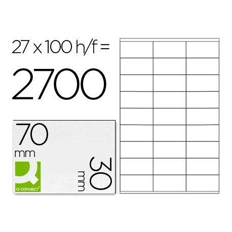 Labels For Inkjet And Laser Printers - Box X100 A4 Sheets - Label Size 70X30Mm - 27 Labels Per Sheet