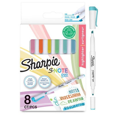 Sharpie S-Note Duo Dual Tip Highlighters/Markers, Assorted, Pack of 8