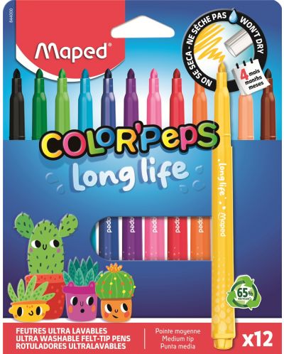 Maped Color Peps Long Life Felt Tip Pens x12 Colors