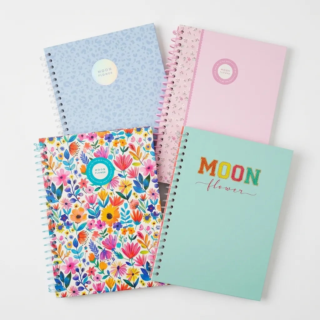 MOON FLOWER Spiral Notebooks A5