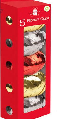 Assorted Colour Metallic Christmas Ribbon Cops x5 pcs