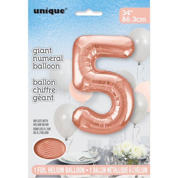 Foil Giant Helium Number Balloon 86Cm Rose Gold - 5