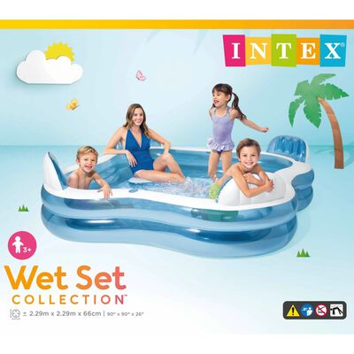 Intex Inflatable Family Pool with Seats 229 x 229 x 66cm