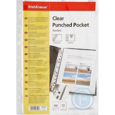 Punched Pockets A4 Pkt X10Pcs