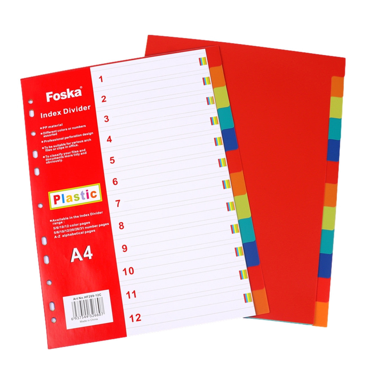 Plastic Index Divider A4 12 Part