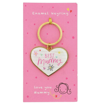 Cute Best Mummy Heart Shaped Enamel Keyring