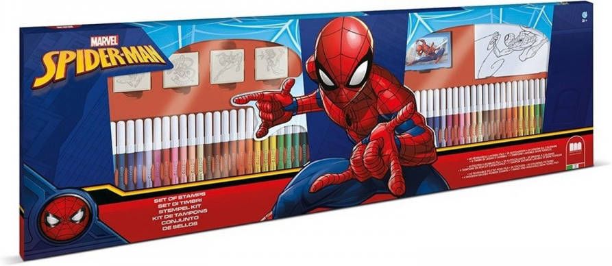 Spider Man - Mega Colouring Set X60 Washable Felt Tip ,4 Rubber Stamps And More...