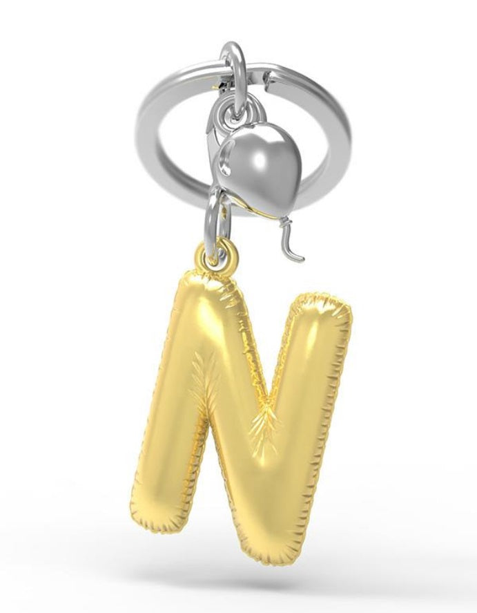 Keychain Golden Balloon Letter N