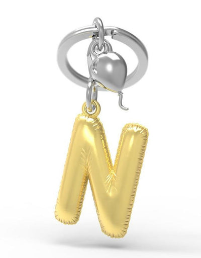 Keychain Golden Balloon Letter N