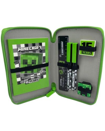 Minecraft Adventure Double Pencil Case 2 zip filled