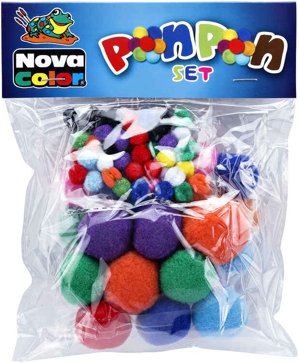Coloured pom poms 10-20-30 Mm - 85 pcs