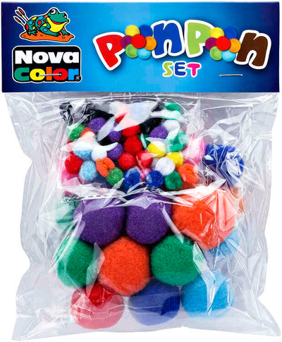 Coloured pom poms 10-20-30 Mm - 85 pcs