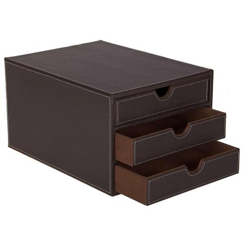 Leather Desktop 3 Drawers Set