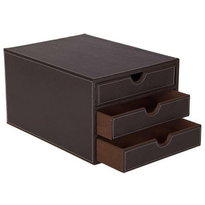 Leather Desktop 3 Drawers Set