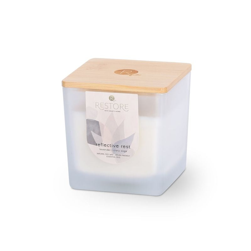 Heart & Home Restore Large Luxury lavander clary sage Candle -natural soy wax- Whisper Wick - Vegan Friendly - Long Lasting Aroma for Home and Relaxation 210g