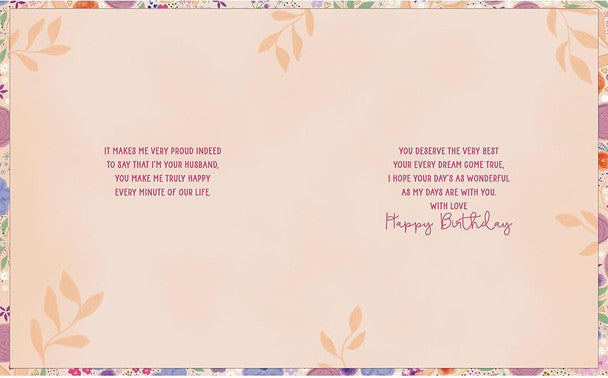 Heart Of Flowers Wife Birthday Card - boxed card 21 x 26 cm