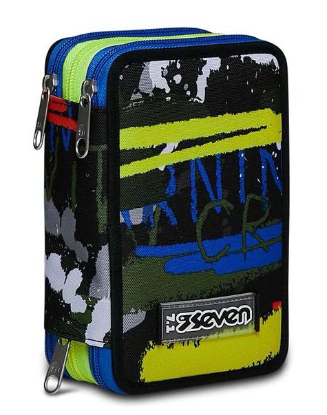 Pencil Case 3 Zip Filled Seven Fluo Belts