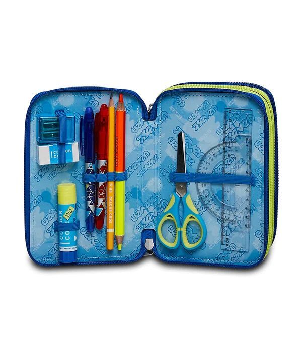 Pencil Case 3 Zip Filled Seven Fluo Belts