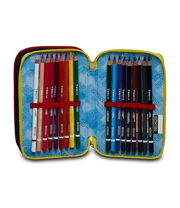 Pencil Case 3 Zip Filled Seven Spray Wall