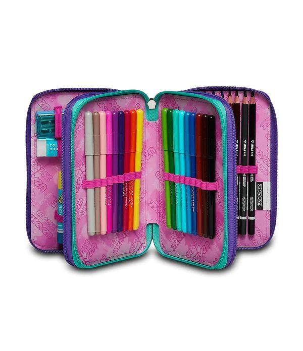 Pencil Case 3 Zip Filled Seven Ziply