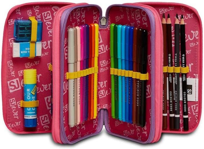 Pencil Case 3 Zip Filled Seven Rayly Girl