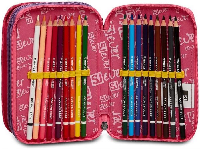 Pencil Case 3 Zip Filled Seven Rayly Girl