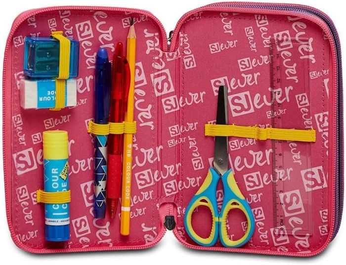 Pencil Case 3 Zip Filled Seven Rayly Girl