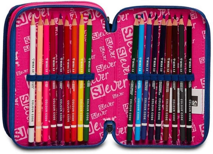 Pencil Case 3 Zip Filled Seven Wingly Girl