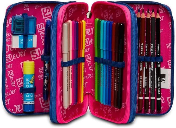 Pencil Case 3 Zip Filled Seven Wingly Girl