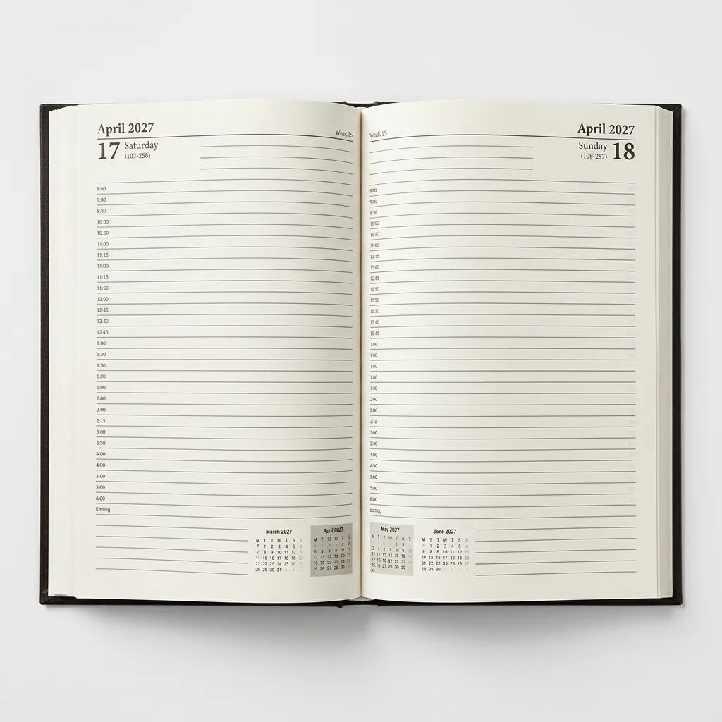 Daily Diary A4 Black 2027 1 day a page