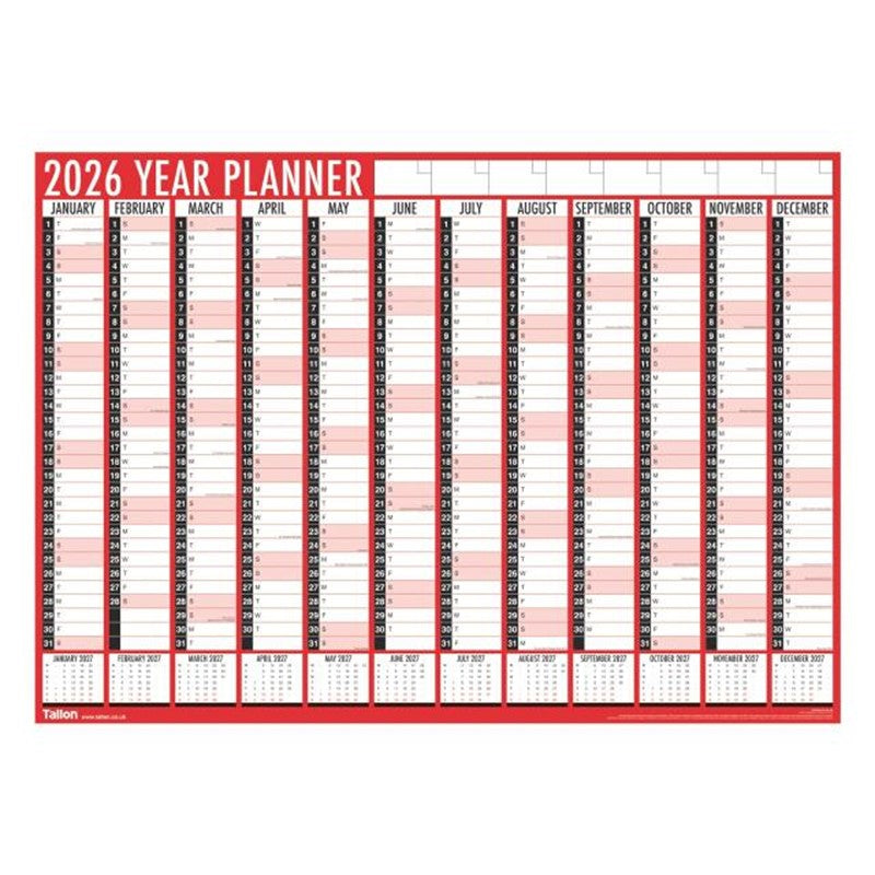 Calendar Full Year Wallplanner 84 x 60cm
