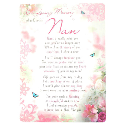 Loving Memory Memorial Card - Nan