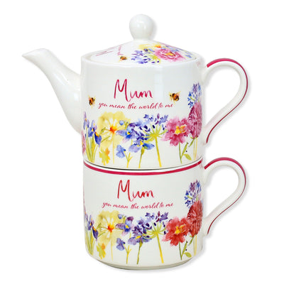 Mum Ceramic Teapot & Floral Mug 