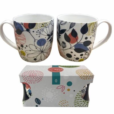 Autumn Falls & Wisewood Porcelain Tea Coffee Mugs Twin Pack
