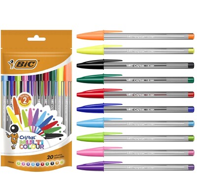 Bic Cristal Multicolour Ballpoint Pens 1.6mm, Pack of 10