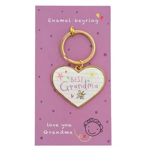 Cute Best Grandma Heart Shaped Enamel Keyring